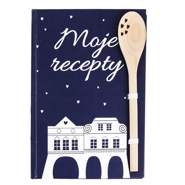 KNIHA NA RECEPTY S VAREŠKOU DOMKY modrá