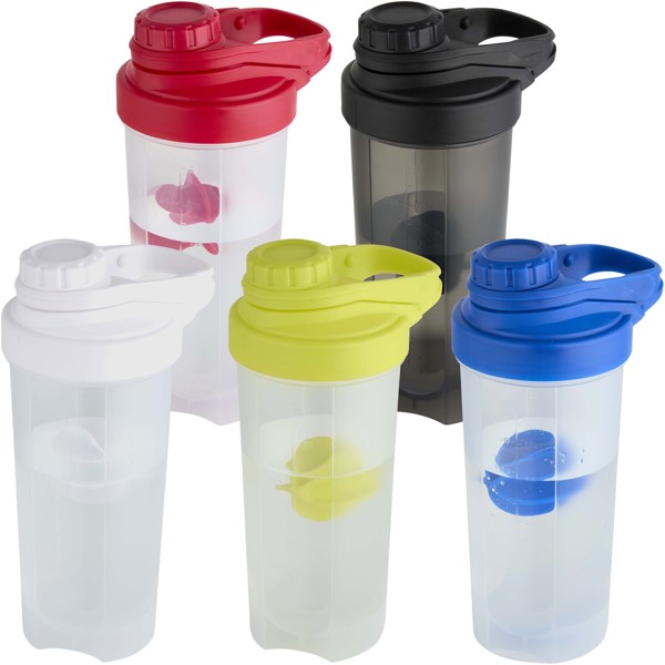 Športová fľaša Forza 700 ml s loptičkou na šejker - Čierna