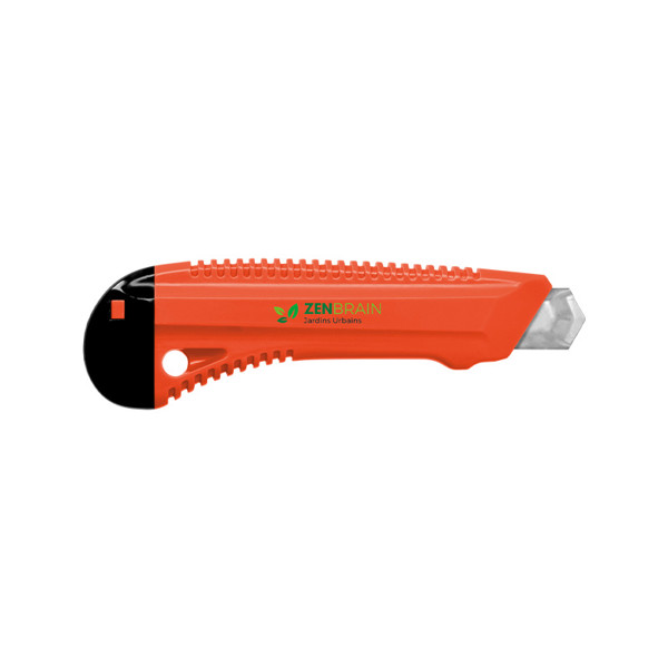 CUTTER PLASTIQUE PROFESSIONNEL AVEC GUIDE METAL ET BLOCAGE DE LAME - Jaune