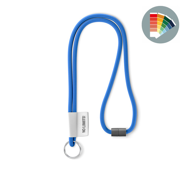 Polyester 2-tone cord lanyard with full colour label - Own PMS / Ring hook / Safety breakaway