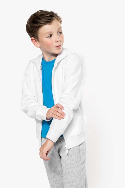 Kids Full Zip Hooded Sweatshirt - White / 10/12