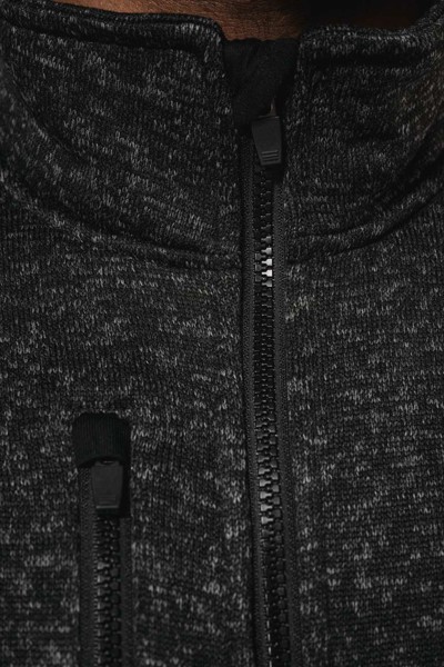 Men's Full Zip Heather Jacket - Dark Khaki Melange / 3XL