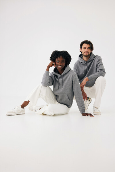 Mikina s kapucí IQONIQ Joshua z recyklované bavlny - Light Heather Anthracite / L