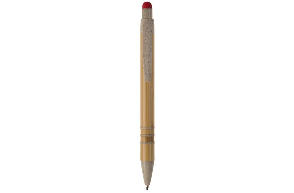Stylo bille en bambou et paille de blé - Beige / Rouge