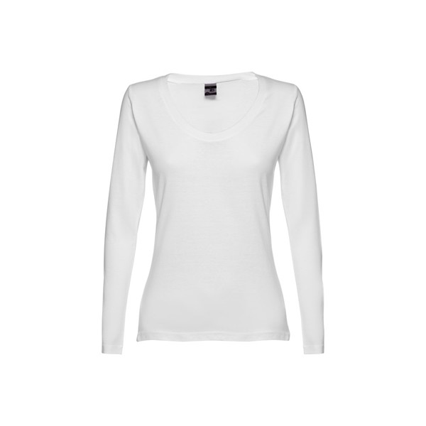 THC BUCHAREST WOMEN WH. Long-sleeved scoop neck fitted T-shirt for women. 100% carded cotton. White - White / XL