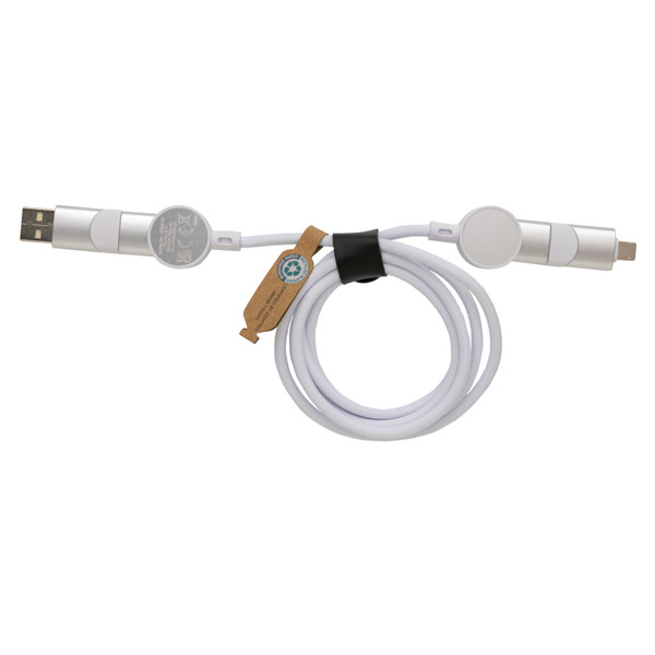 Oakland RCS recycled plastic 6-in-1 fast charging 45W cable - White