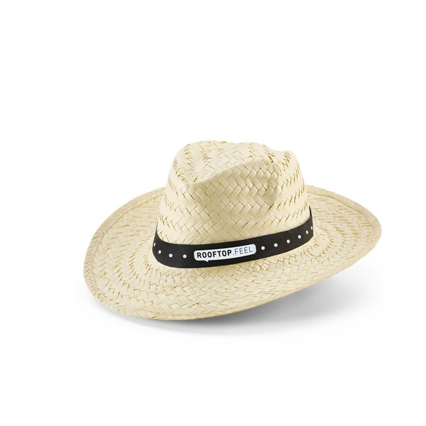 EDWARD POLI. Natural straw hat with polyester ribbon - White