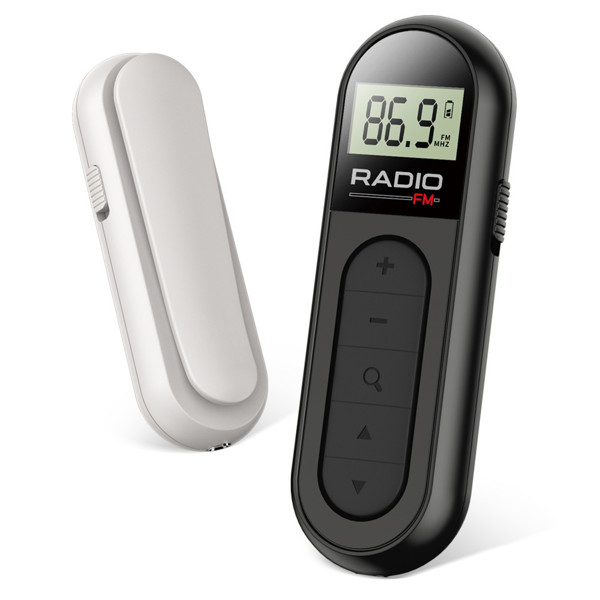 Portable FM radio with headphones - WHITE