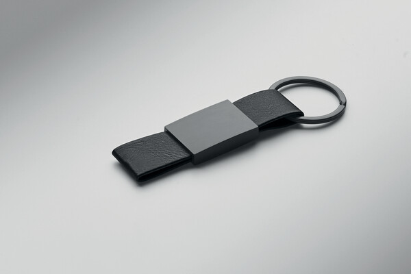 Ball pen & PU Keyring set Escri Set - Black