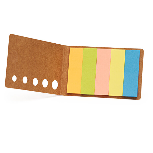 Portanotas personalizado de cartón reciclado con notas adhesivas de colores