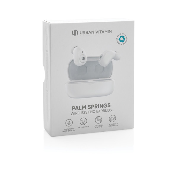 Ušesni čepki Urban Vitamin Palm Springs, ENC, 20 ur predvajanja - Bela