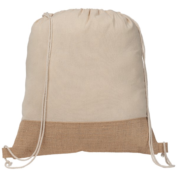 Rio™ 5 oz. Recycled Cotton and Jute Drawstring Bag - Natural / Heat transfer