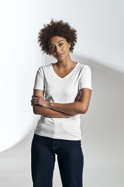 Cottover Gots Stretch V-Neck Lady white XS