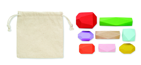8 stacking wood rocks in pouch Dolmen
