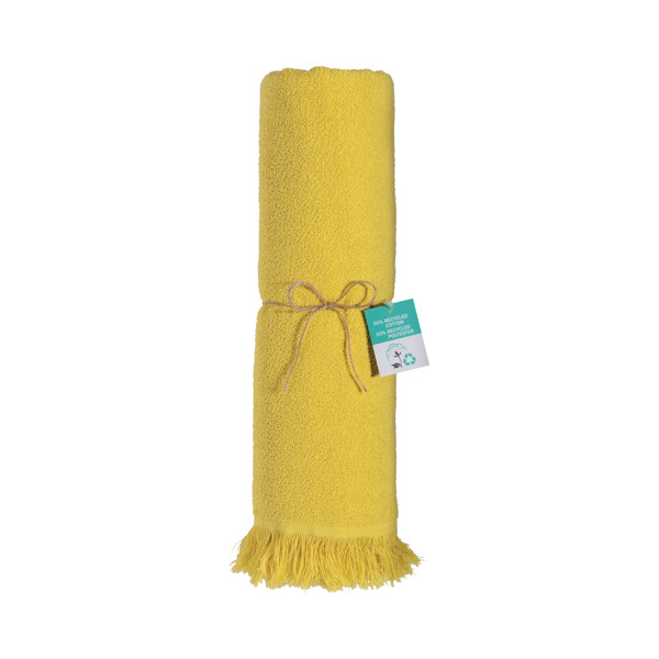 360 G/M2 Recycled Cotton Fringed Beach Towel/Fouta - Yellow