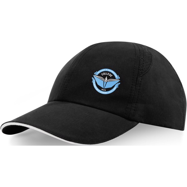 Cappellino cool-fit sandwich a 6 pannelli in materiale riciclato certificato GRS Morion - Nero