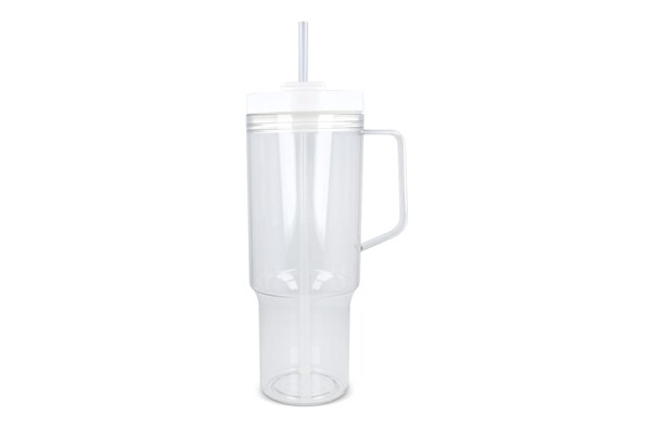 Miami mug with handle transparent 1.2 L R-PET - Transparent / White