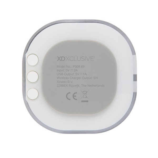 Aria digital clock, 5W wireless charger - White