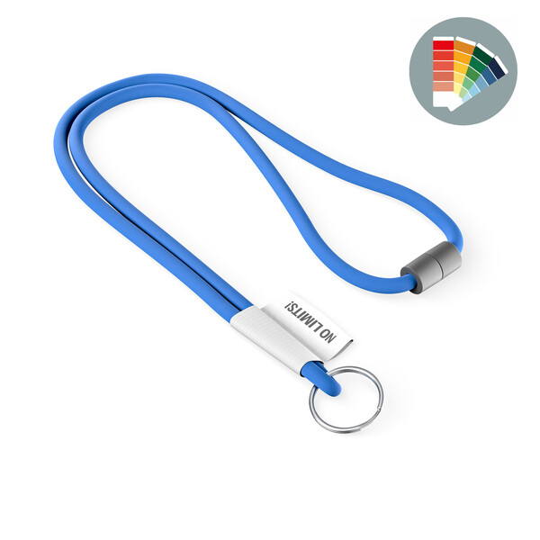 Polyester 2-tone cord lanyard with full colour label - Own PMS / Ring hook / Safety breakaway