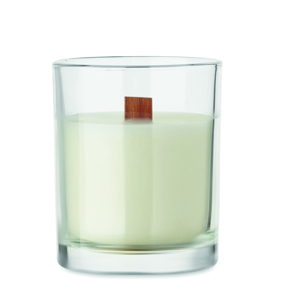 Vela de cera vegetal 80 gr Kivas Wood - Transparente