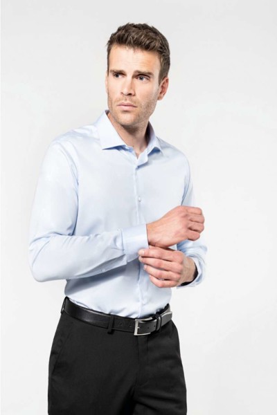 Men's Long-Sleeved Twill Shirt - White / L