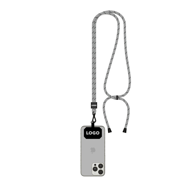 Crossbody 2-tone cord phone holder made of recycled polyester (rPET) - Cool Grey 6 C / Black