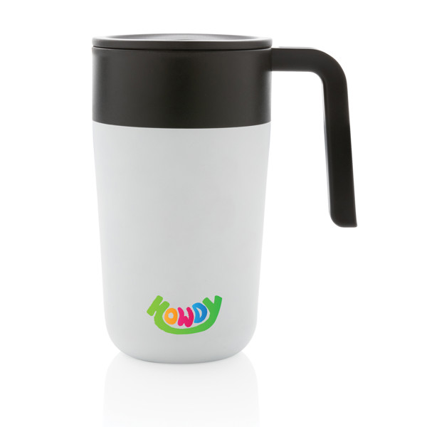 GRS Recycled PP and SS mug with handle - White