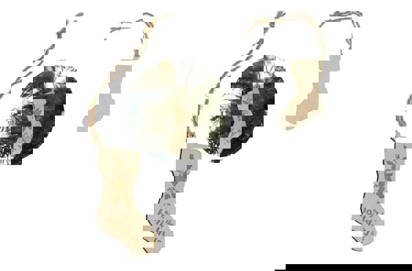 Stocking shaped wooden christmas ornament