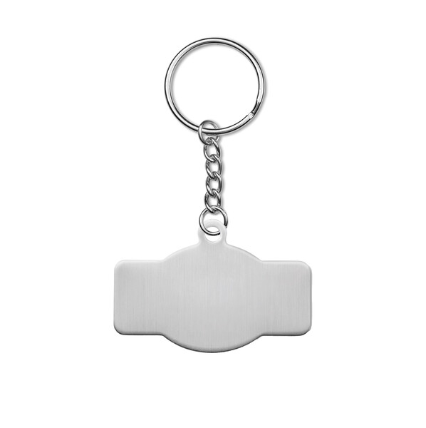 Porta-chaves em aço inoxidável em forma personalizada e com gota de resina full color - 40mm / M2 - Argola / Envolto em papel tissue