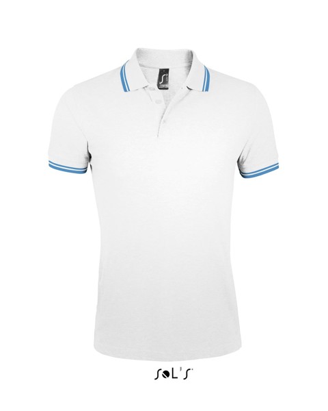 Sol's Pasadena Men - Polo Shirt - White / Aqua / S