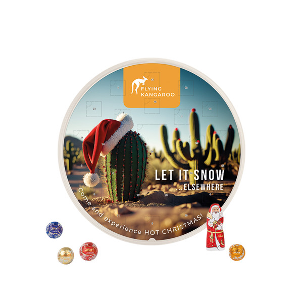 Advent calendar round, cardboard cover white, Lindt mixture