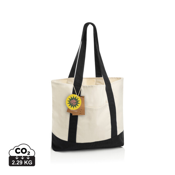Sac cabas 350gsm en coton recyclé AWARE™ SHOP LOCAL - Noir