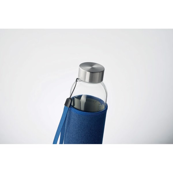 Utah Denim glass sport bottle 500 ml, neoprene pouch