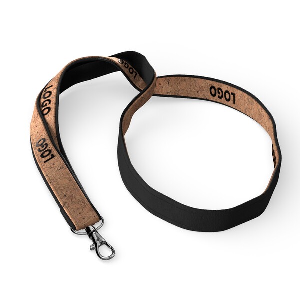 Cork & polyester screenprint lanyard - 20mm width / Metal carabiner