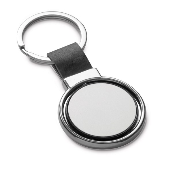 ALBRIGHT. Metal and PU keyring - Black