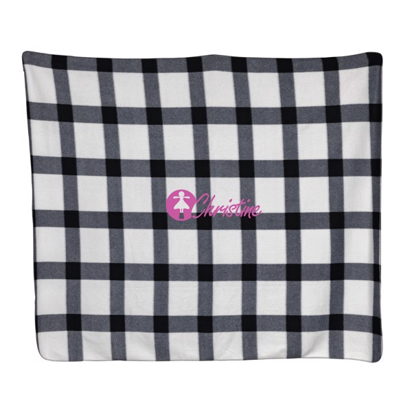 Soft plaid fleece blanket - White