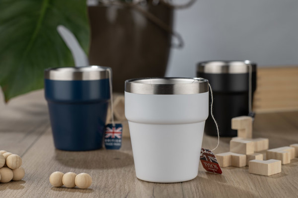 Recycled stainless steel mug MAKEL 300 ml - white