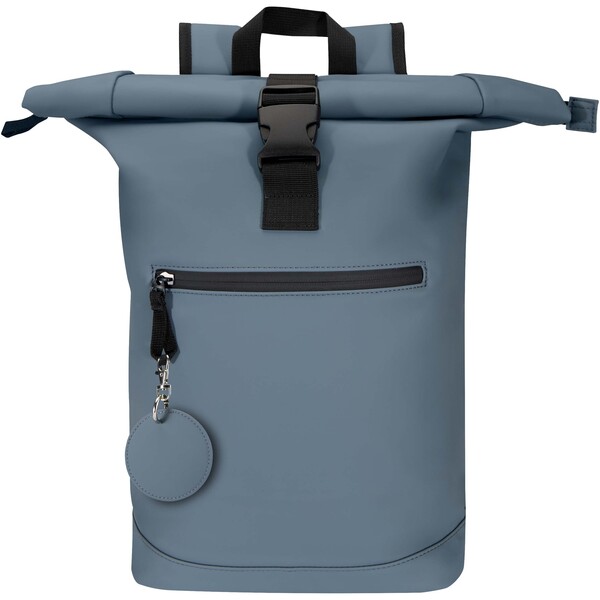 Porte-clés rond à breloques en matériaux recyclés certifié GRS Resi Plus - Bleu hale