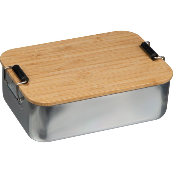 Stainless steel lunchbox with bamboo lid  ALBA - Silvergrey