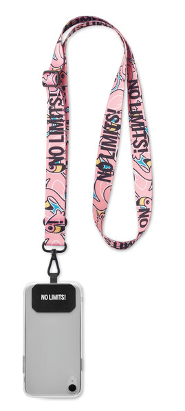 Sublimated adjustable recycled polyester (rPET) crossbody phone holder - Full colour