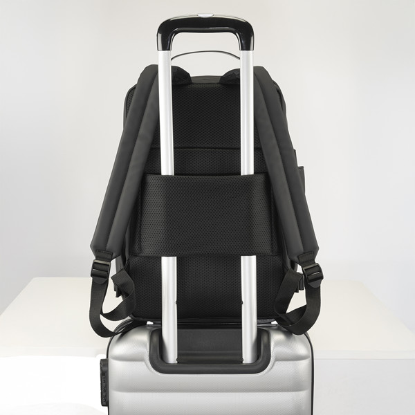 Cabin Size Travel Backpack With Laptop Holder (15) In Soft, Water-Resistant Pu - Black