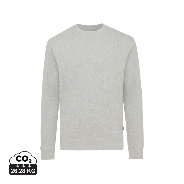 Pull à col rond en coton recyclé non teinté Iqoniq Denali - Heather Grey / M