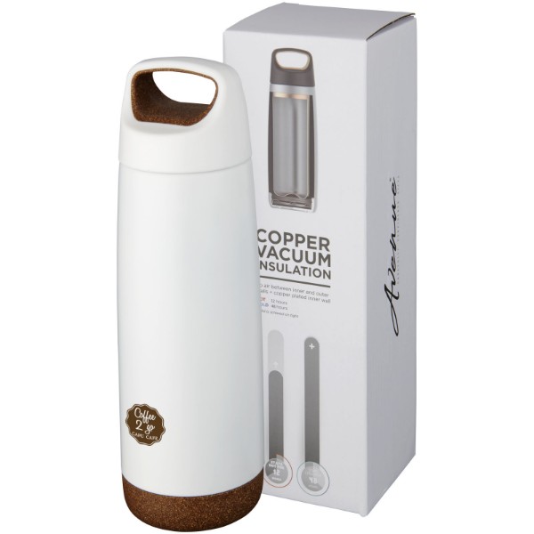 Valhalla 600 ml copper vacuum insulated water bottle - White