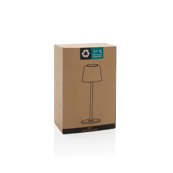 USB dobíjateľná stolná lampa Zenic z RCS recykl. plastu - Čierna