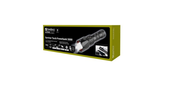 Sandberg Powerbanka Survivor Torch 5000mAh, svietidlo a powerbanka 2v1