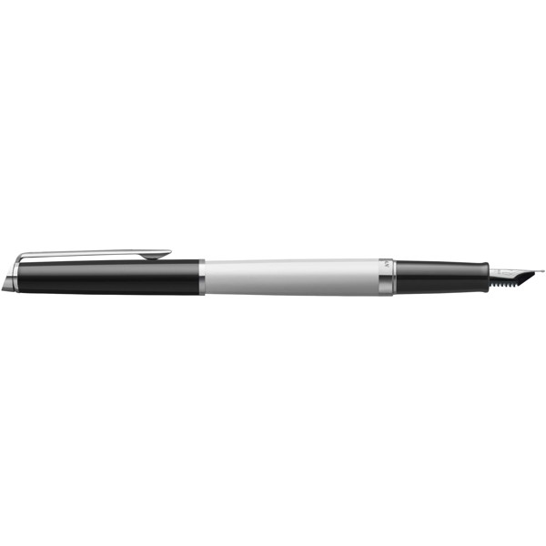 Hemisphere colour blocking fountain pen with palladium trim (blue ink) - White / Solid Black
