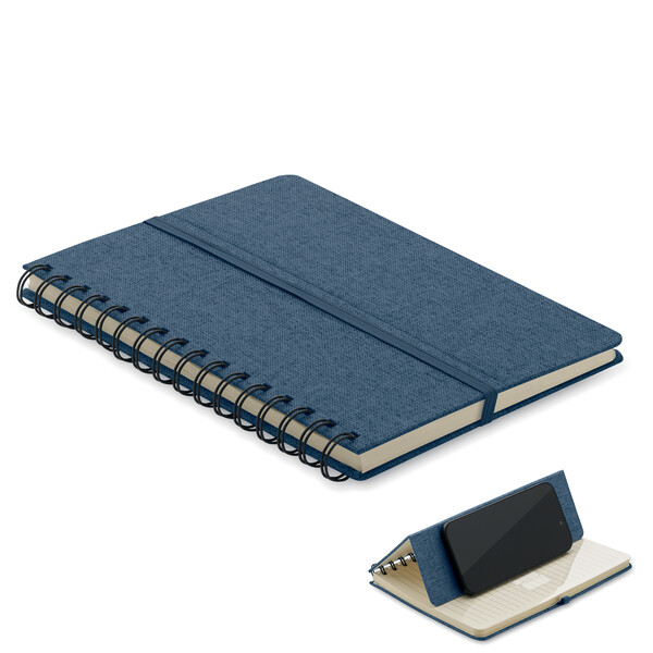 Cahier A5 support de téléphone Strata - Bleu