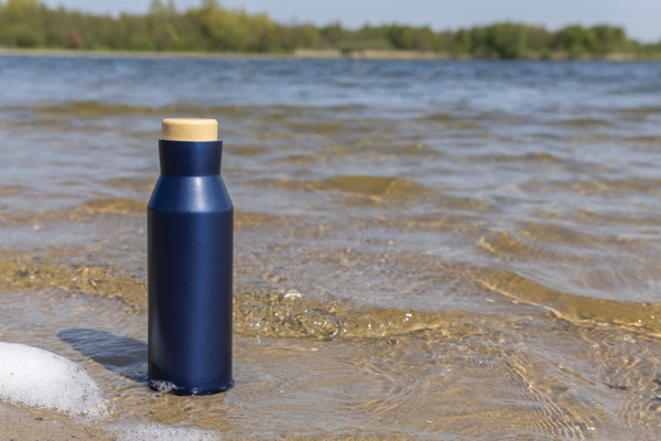 Bouteille iso en acier inoxydable recyclé certifiée RCS Gaia - Bleu