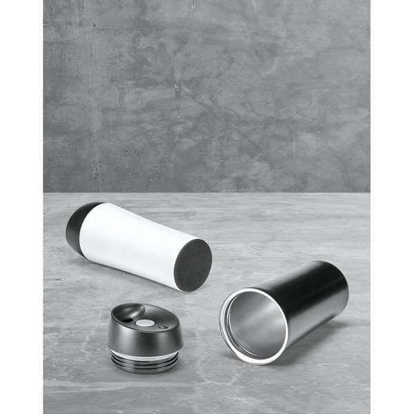 MONARDA. Stainless steel and PP travel cup 470 mL - White