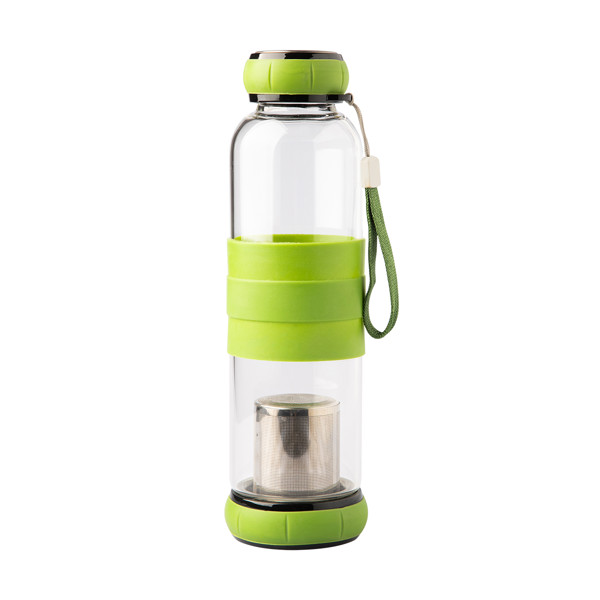 550 ml Sulmona glass bottle with tea infuser - Green